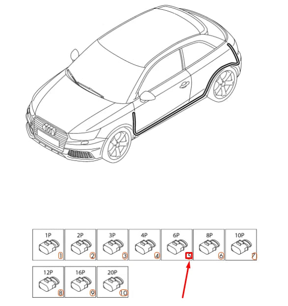 NEW AUDI A1 MK1 FLAT CONTACT HOUSING 6 PIN BLACK 1J0973713 ORIGINAL