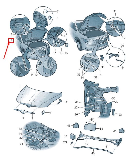 new skoda superb mk2 3t4 bonnet gas filled strut 3t0823359 original