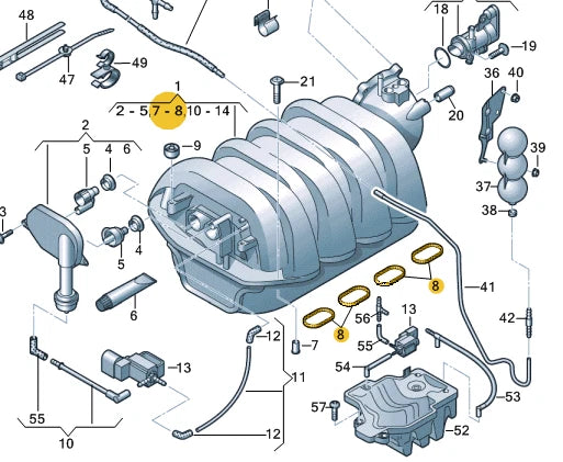 NEW AUDI A6 C6 INTAKE MANIFOLD SEALS SET 079198717