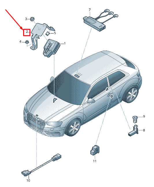 NEW AUDI RS3 ALARM HORN BRACKET RHD 8V2951285 ORIGINAL