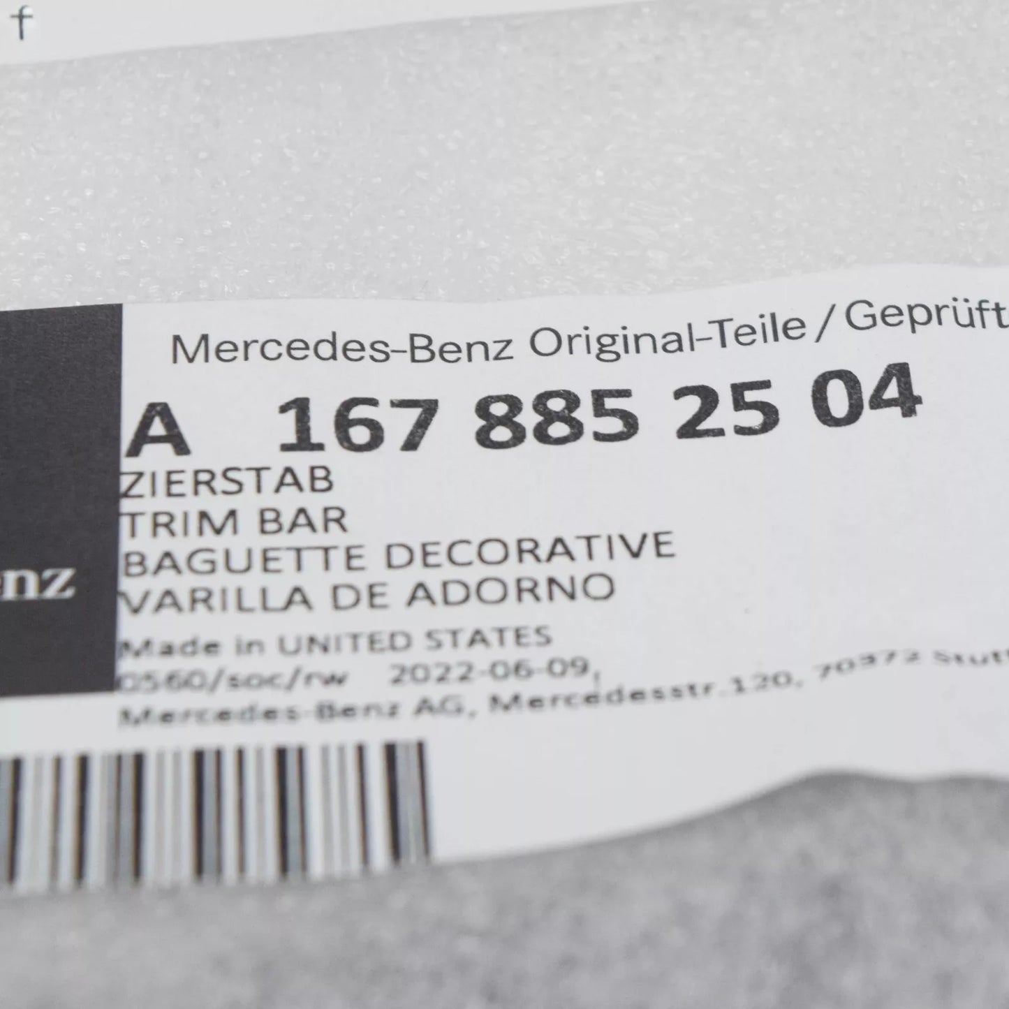 NEW MERCEDES-BENZ GLE W167 FRONT BUMPER TOP RIGHT TRIM A1678852504 ORIGINAL