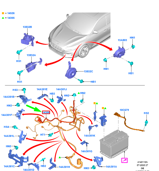 new ford focus mk4 positive battery cable 2515166 lx6t-14b060-uaac original