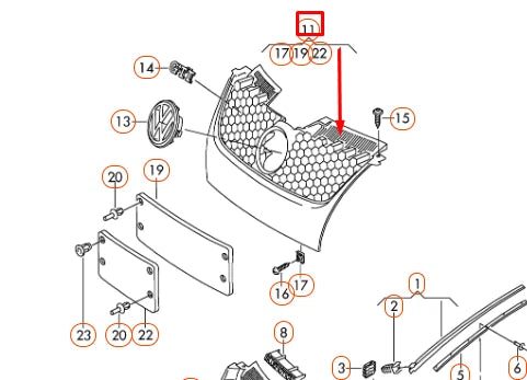 NEW VOLKSWAGEN GOLF MK5 FRONT BUMPER RADIATOR GRILLE GTI 1K0853651HVW8 ORIGINAL