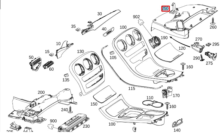 NEW MB C W205 FRONT INSTRUMENT DASH PANEL TRIM LOWER RIGHT A2056802400 ORIGINAL