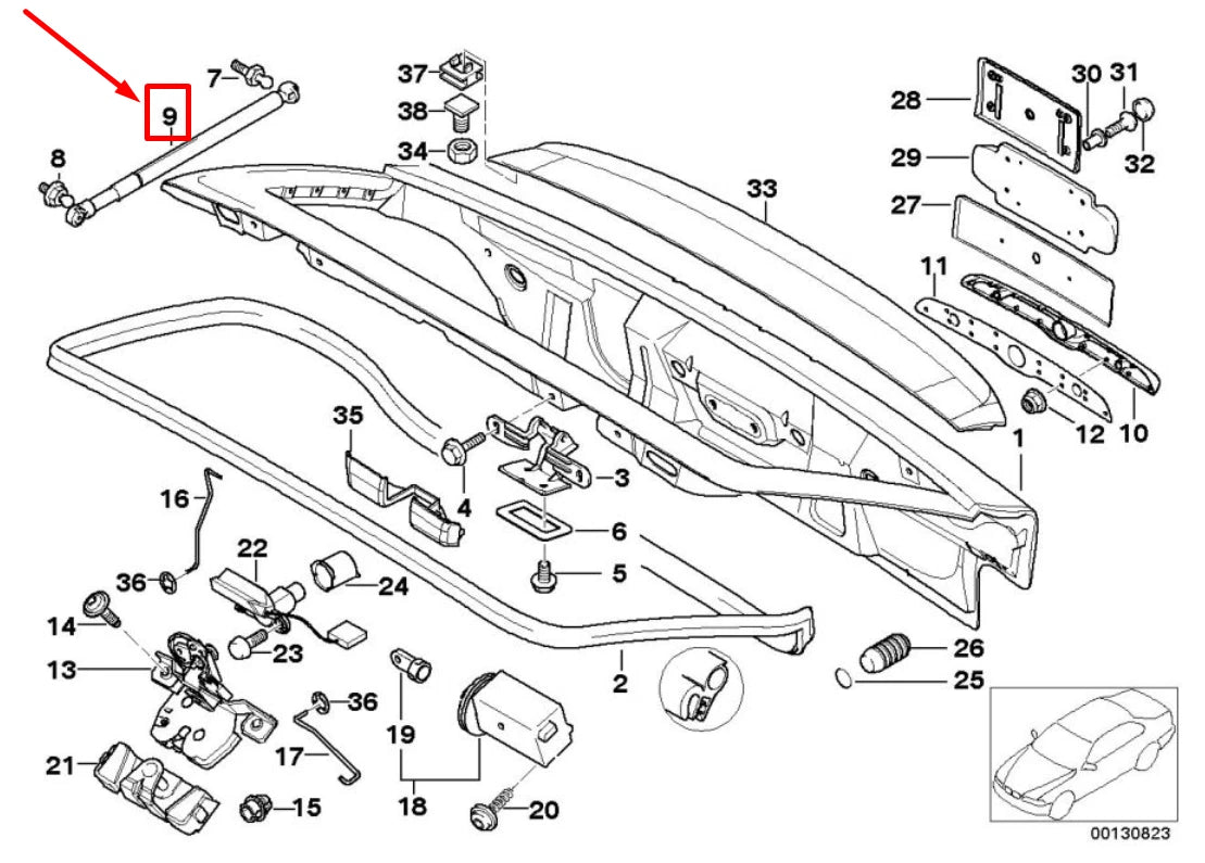 NEW BMW Z3 COUPE E36 TAILGATE GAS STRUT 51248399296 8399296 ORIGINAL