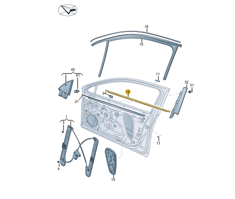 new volkswagen teramont front left door window strip 3cn8374752mg original
