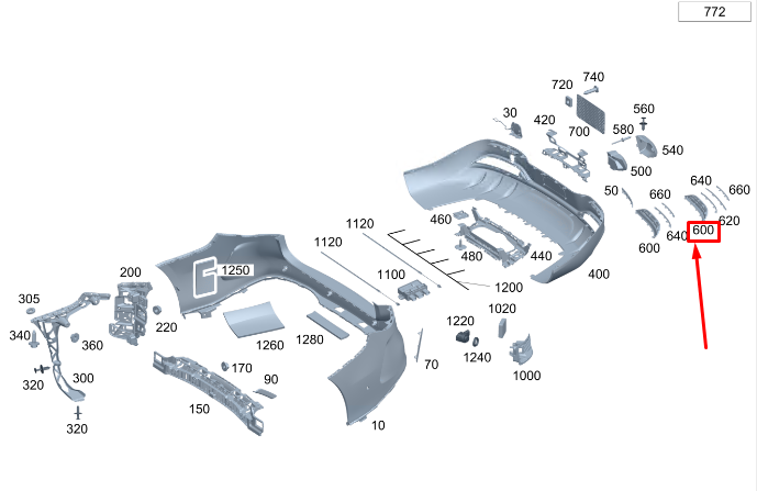 NEW MERCEDES-BENZ EQS V297 REAR RIGHT LOWER BUMPER COVER A2978856802 ORIGINAL