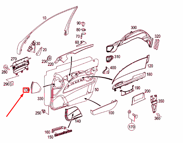 NEW MERCEDES-BENZ E W211 FRONT LEFT DOOR CAP A2117270148647F ORIGINAL