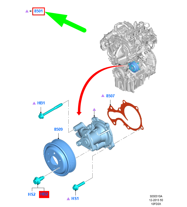 new ford b-max b232 water pump repair kit 2183878 mecm5j-8591-aa original
