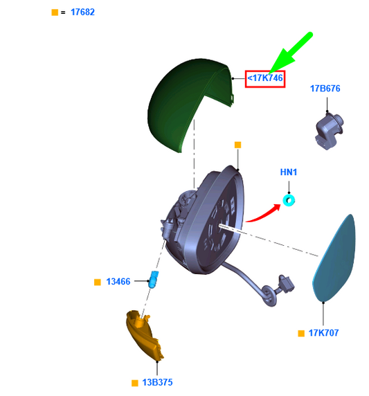 new ford fiesta mk6 wt front left door mirror housing cover 1594549 original