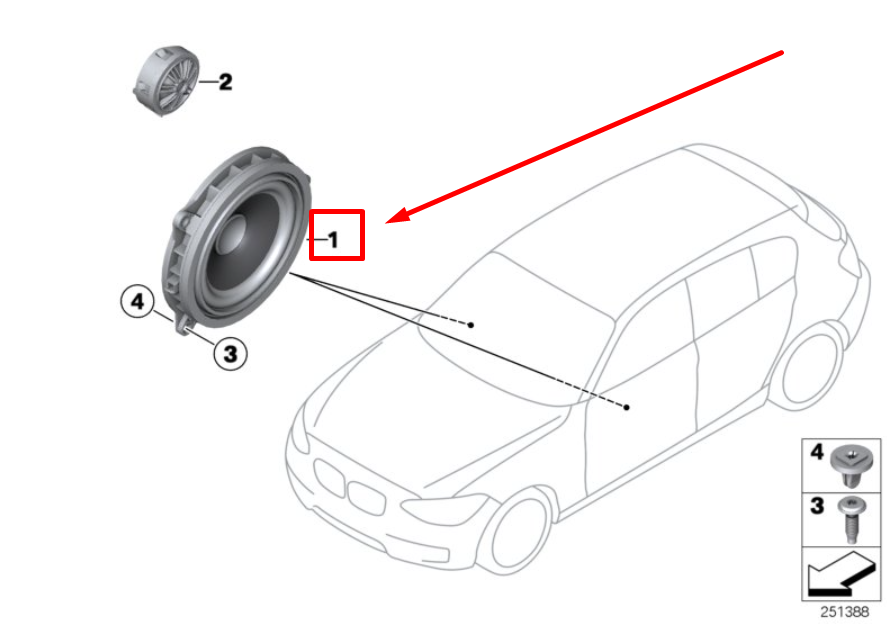 new bmw f40 front mid-range loudspeaker hifi 2622803 65132622803 original
