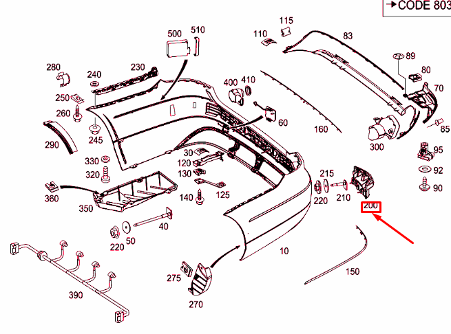 new mercedes-benz e w212 rear right bumper mounting a2128802003 original