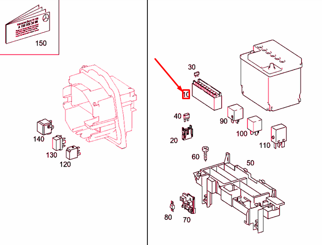 NEW MERCEDES-BENZ A W168 FUSE BOX A0025451301 ORIGINAL