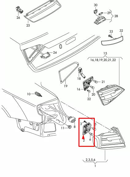 NEW AUDI A4 B8 REAR RIGHT INNER TAIL LIGHT BULB SOCKET 8E9945258D