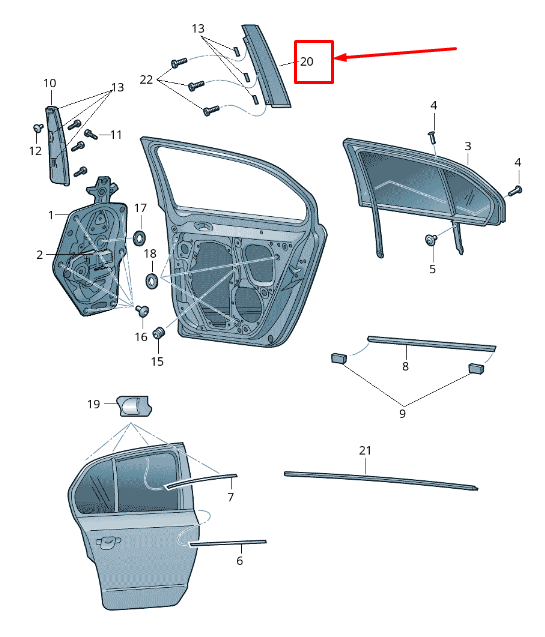 new skoda superb mk2 3t rear left door c-pillar cover 3t9839903 original