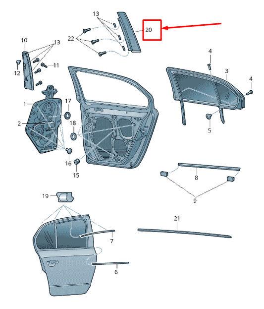 new skoda superb mk2 3t rear left door c-pillar cover 3t9839903 original