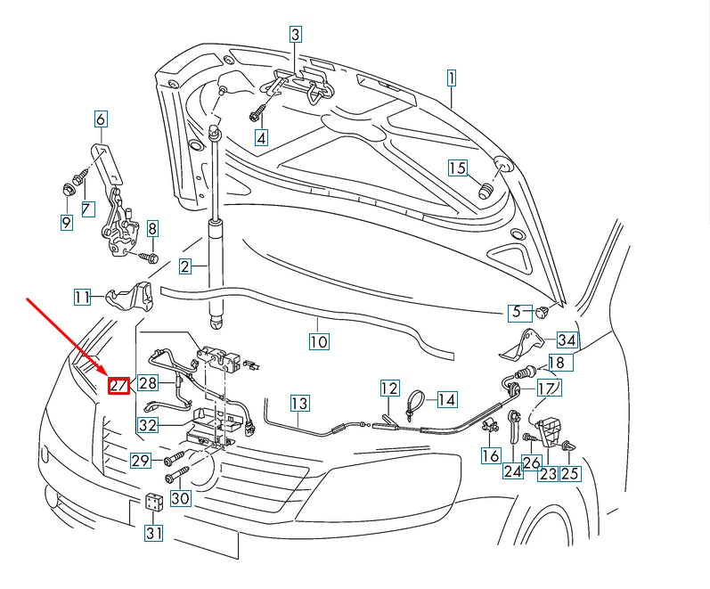 NEW VW PASSAT B7 ENGINE HOOD LID LOCK WITH MICRO-SWITCH RHD 3AC823509D