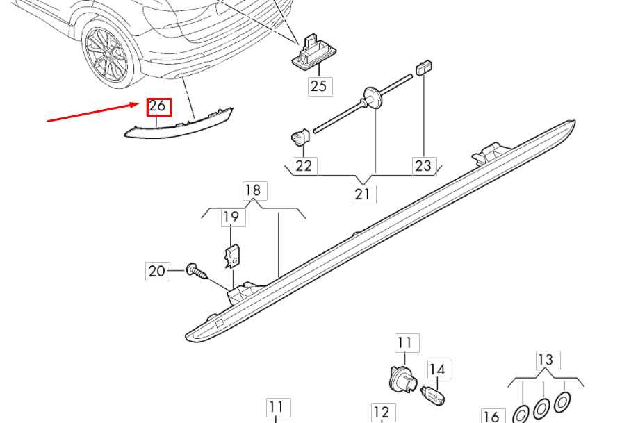 NEW AUDI Q3 F3 REAR LEFT BUMPER REFLECTOR 83A945105A ORIGINAL