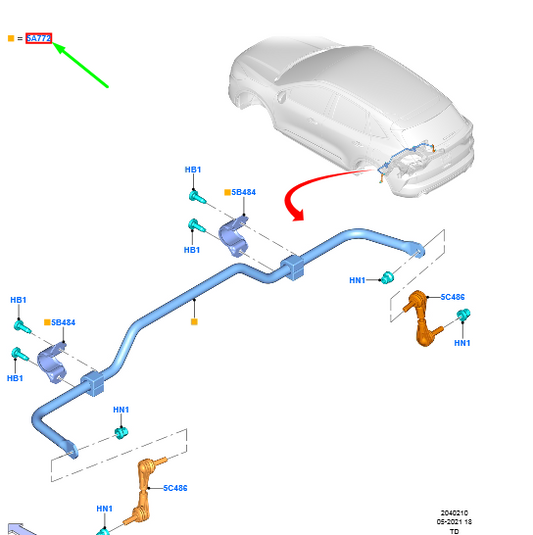 new ford kuga mk3 rear anti roll bar 2447909 original