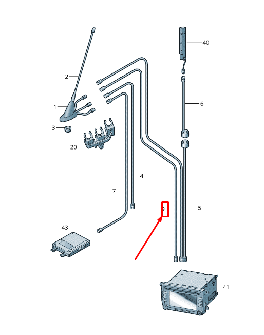 new skoda yeti 5l gps aerial cable 5l2035572 original