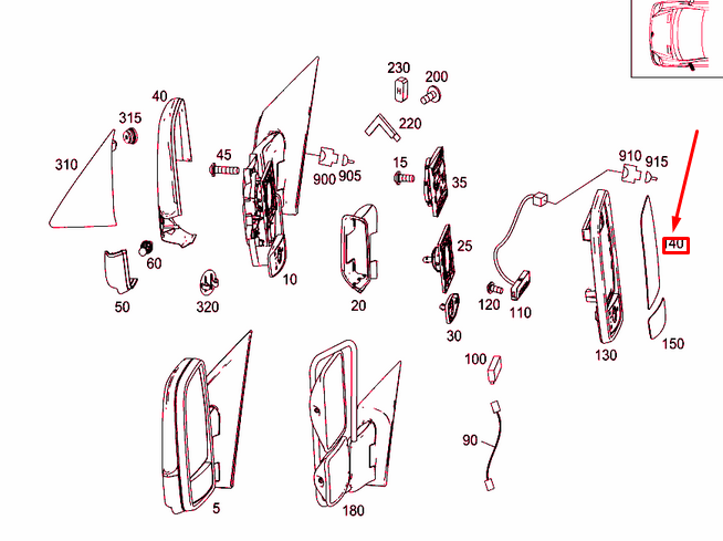 NEW MB SPRINTER 906 FRONT LEFT DOOR MIRROR TOP GLASS A0028115633 ORIGINAL