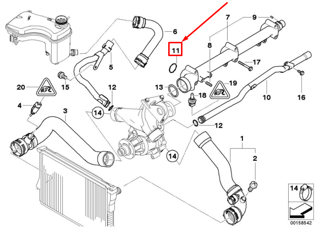 new bmw z3 coupe e36 engine coolant pipe gasket 11537830708 7830708 original