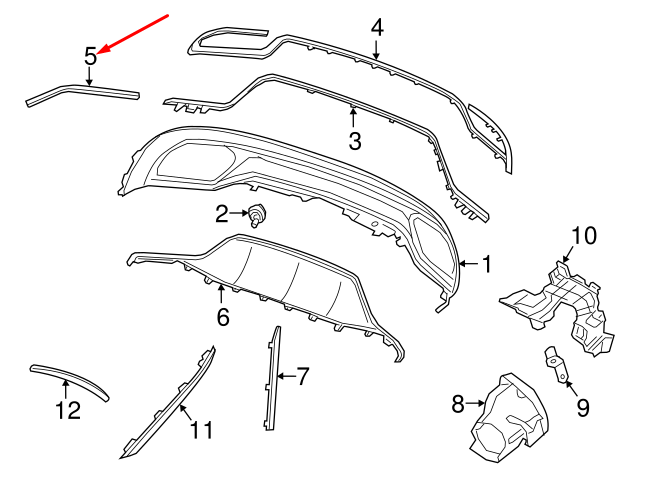NEW MERCEDES-BENZ C W205 REAR BUMPER LEFT MOLDING A2058852721 ORIGINAL