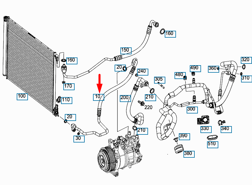 NEW MERCEDES-BENZ GLC COUPE C253 AIR CONDITION HOSE A2538302900 ORIGINAL