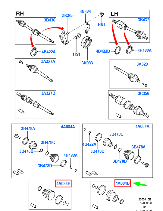 new ford focus mk2 front inner cv boot kit 1552958 5m51-4a084-ab original