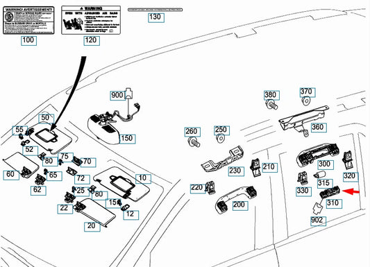 NEW MERCEDES-BENZ GLE W166 REAR LEFT GRAB HANDLE LIGHT A1669066901 ORIGINAL