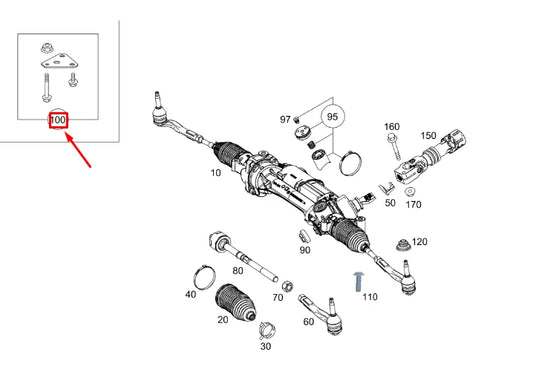 NEW MB E C238 STEERING GEAR MOUNTING PLATE PARTS KIT A2056281500 ORIGINAL