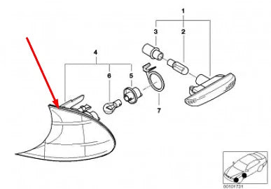 NEW BMW 3 E46 FRONT RIGHT TURN SIGNAL INDICATOR 63137165858 7165858 ORIGINAL
