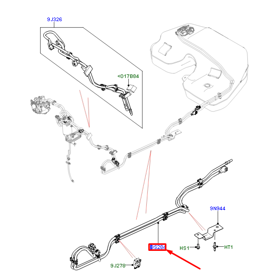 new land rover range rover iv l405 fuel supply and vapour tube lr086378 original