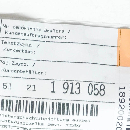 NEW BMW 3 E30 FRONT RIGHT DOOR OUTER WEATHER STRIP 51211913058 1913058 ORIGINAL