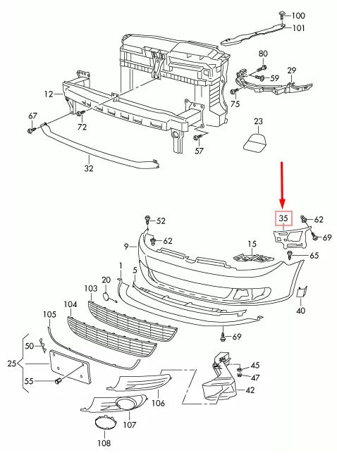 NEW VW GOLF VI 5K MK6 FRONT RIGHT BUMPER SUPPORT 5K0807724A ORIGINAL