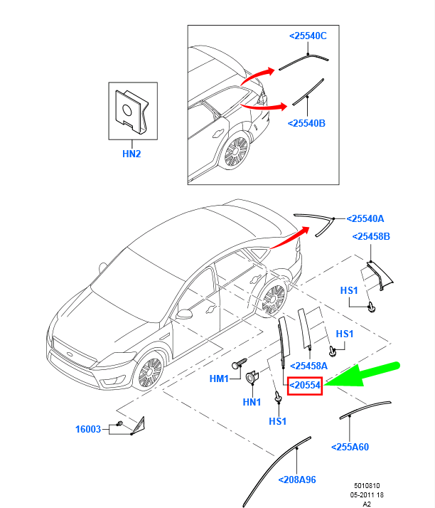 new ford mondeo mk4 front right door b-pillar moulding 1718439 original