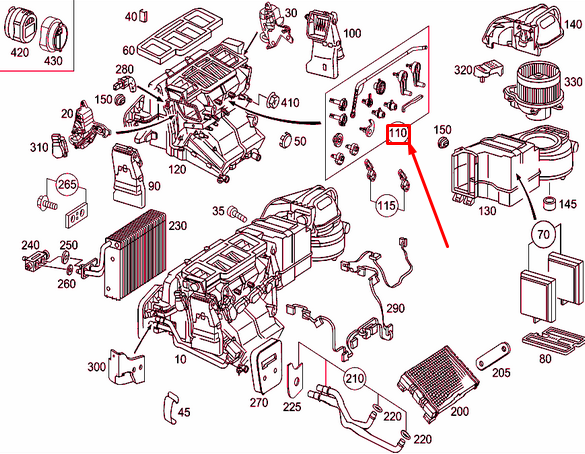 NEW MB C W203 HVAC HEATER BLEND DOOR LEVER LINKAGE KIT A2038300032 ORIGINAL