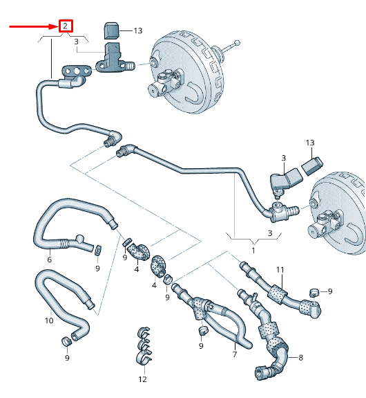new audi q5 8r vacuum pipe with non-return valve rhd 8r2611931b original
