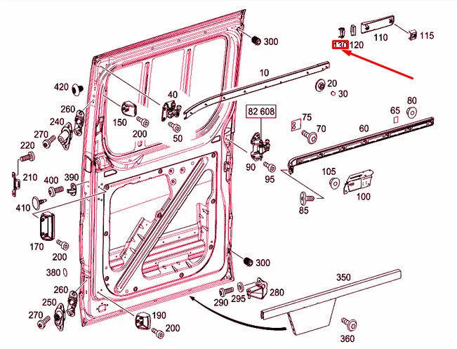 NEW MERCEDES-BENZ SPRINTER 906 REAR SLIDING DOOR CAP A90669100339051