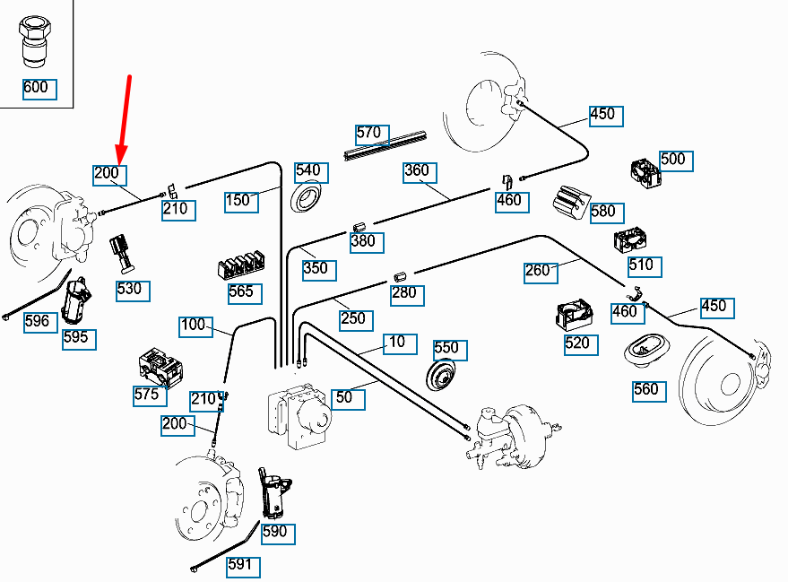 NEW MERCEDES-BENZ C-CLASS W205 FRONT LEFT BRAKE HOSE A2054200248 ORIGINAL