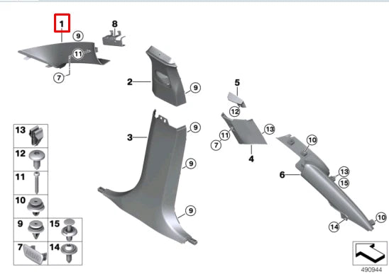 NEW BMW X4 G02 M F98 FRONT RIGHT A PILLAR TRIM 51438072832 ORIGINAL