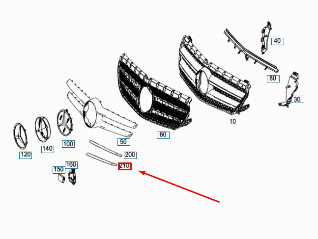 NEW MERCEDES-BENZ B W246 RADIATOR GRILLE BOTTOM RIGHT TRIM A2468882285 ORIGINAL