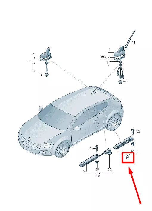 NEW VW SCIROCCO 137, 138 ANTENNA AMPLIFIER 1K8035552F ORIGINAL
