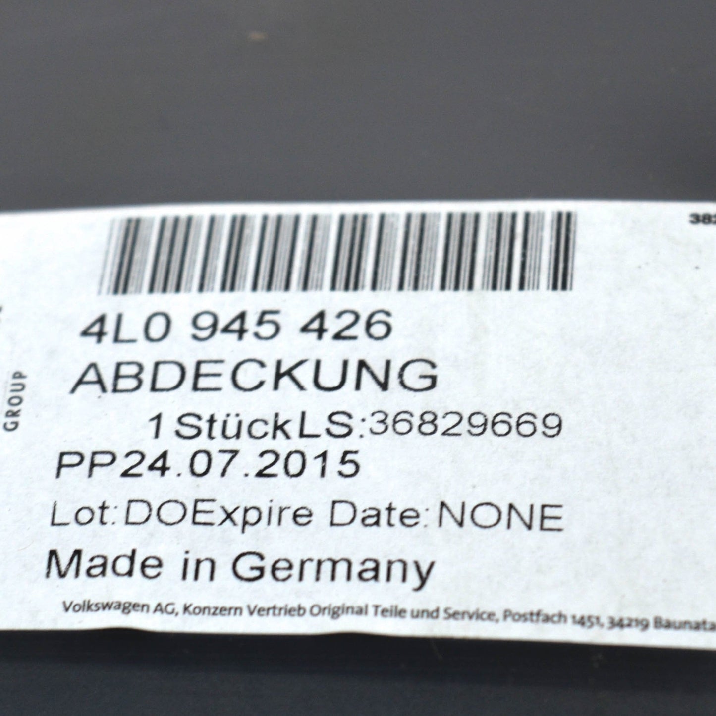 NEW AUDI Q7 4L TAIL LIGHT REAR COVER CAP RIGHT 4L0945426 ORIGINAL