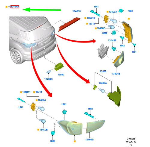 new ford ecosport mk2 b515 rear left outer taillight 2304083 original