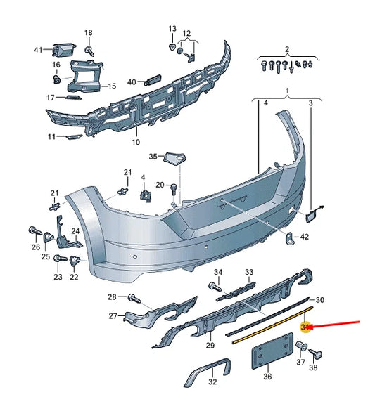 NEW AUDI TT RS FV MK3 REAR BUMPER TRIM 8S0807791Y9B ORIGINAL