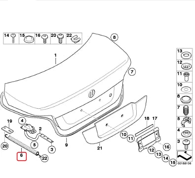 NEW BMW 5 E60 REAR TRUNK LID BOOT TENSION SPRING 7045884 ORIGINAL