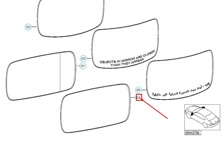 NEW BMW 3 COUPE E46 FRONT LEFT DOOR HEATED MIRROR GLASS 51168247133 ORIGINAL