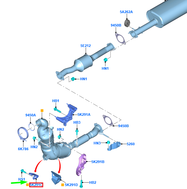 new ford ranger t6 mk1 catalyst exhaust pipe mounting bracket 2179302 original