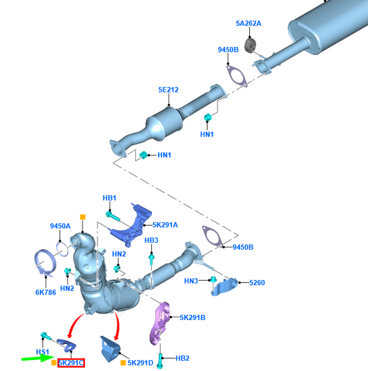 new ford ranger t6 mk1 catalyst exhaust pipe mounting bracket 2179302 original